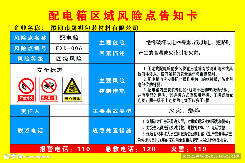 配电箱风险告知卡