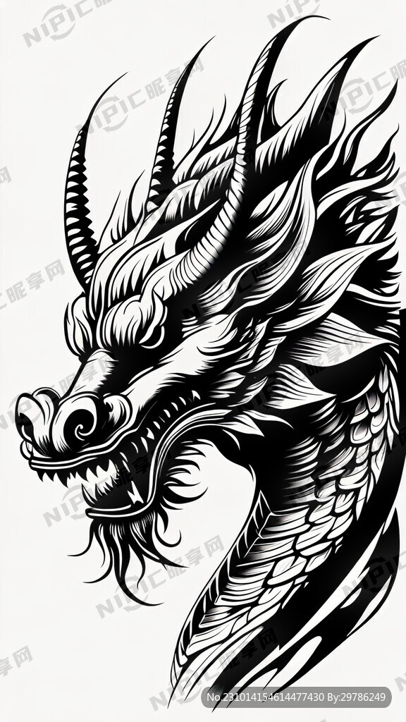 单色龙头矢量图
