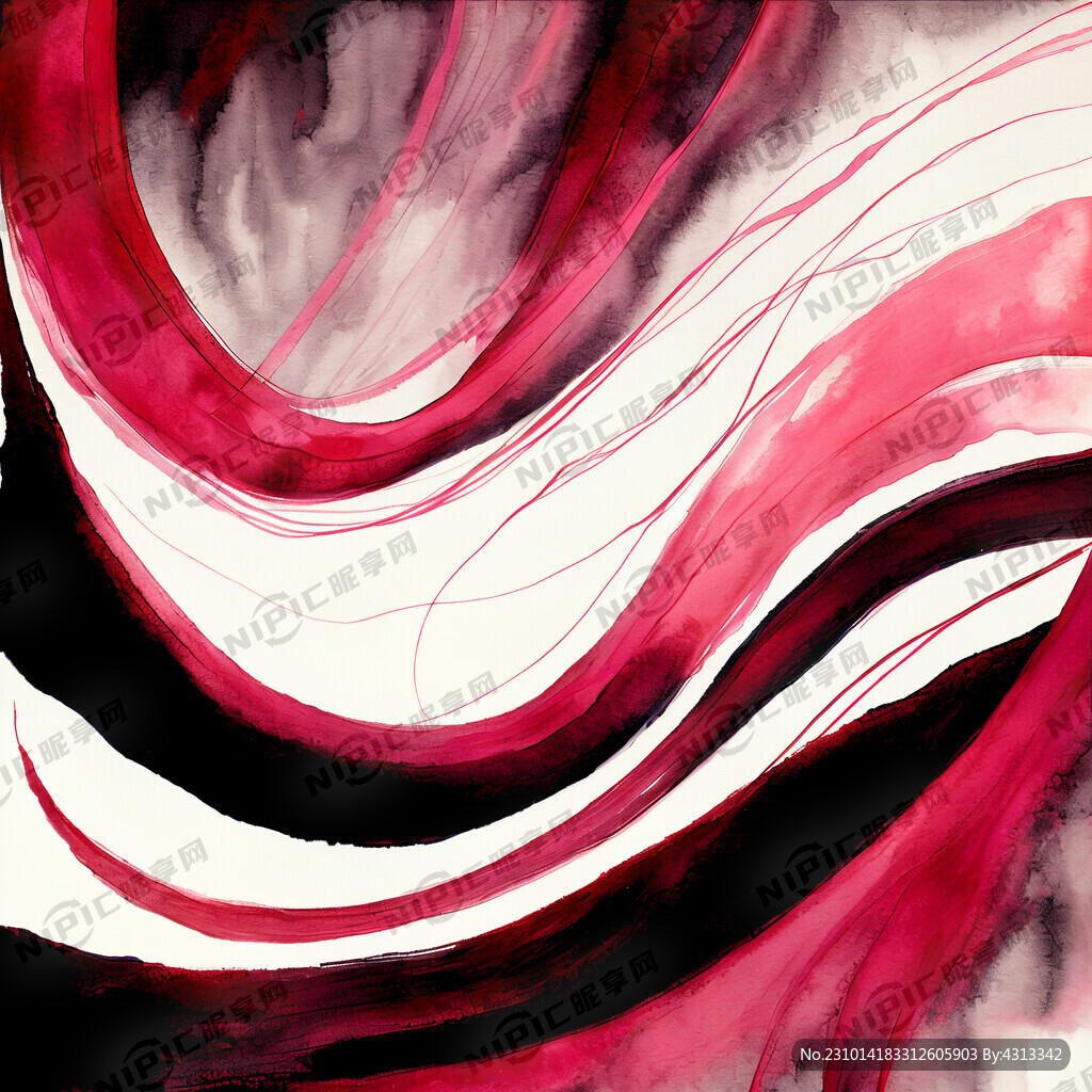 中式红色粉色抽象丝滑线条