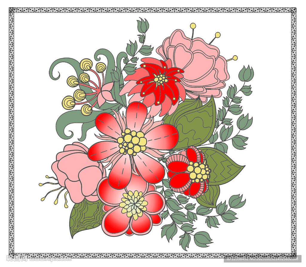 传统花草植物彩绘图案