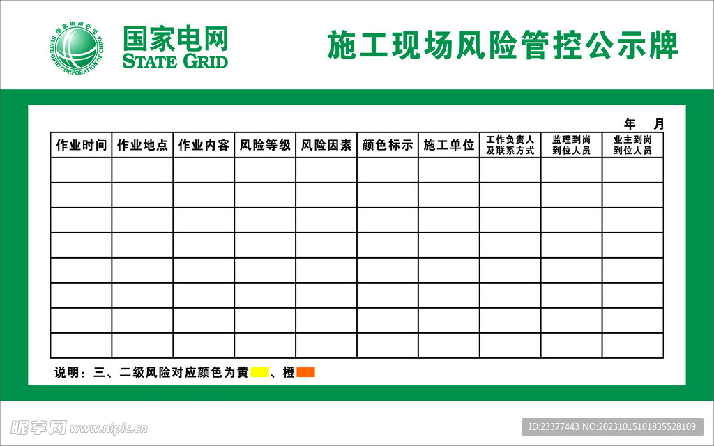 电网 施工现场风险 管控公示牌