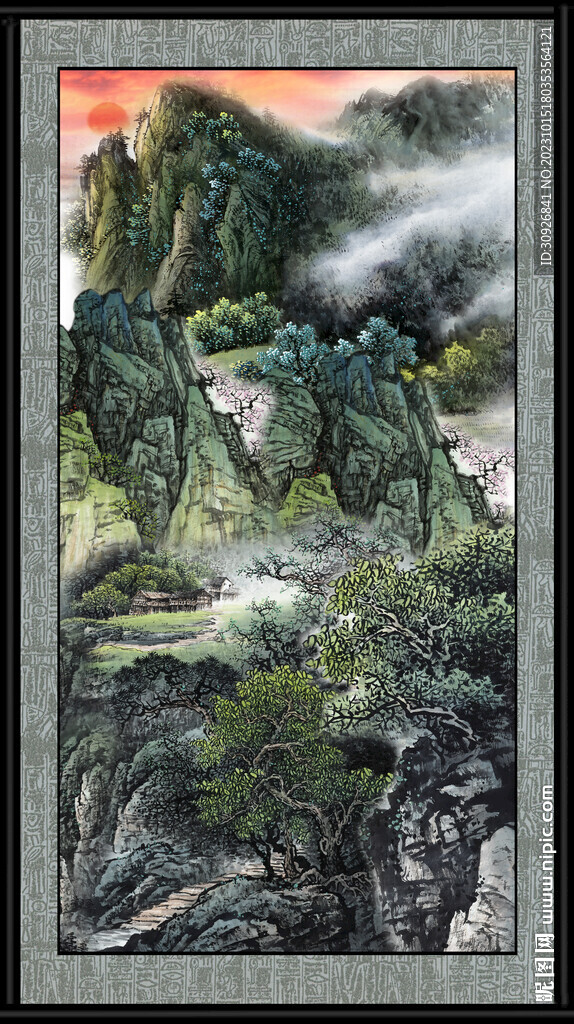 竖幅国画 