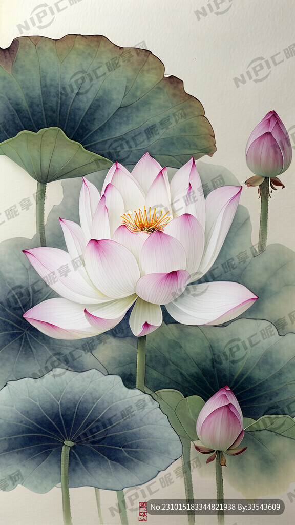 最上面是一朵粉白色莲花