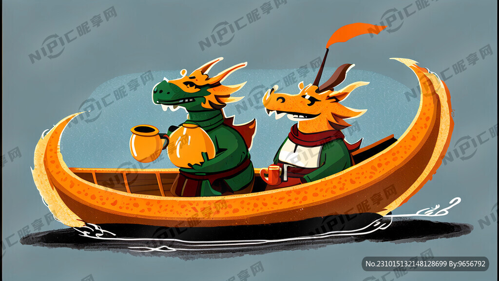龙舟比赛 橙皮茶 人物 简笔画