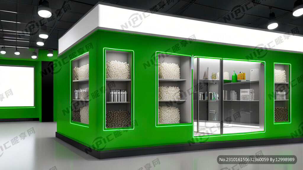 大米 展厅 绿色 3D 展柜