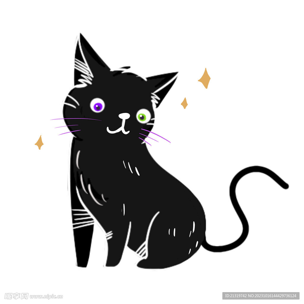 小黑猫插画