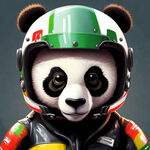 个性卡通熊猫戴摩托车头盔