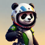 个性卡通熊猫戴摩托车头盔