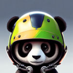 可爱熊猫戴摩托车头盔的头像