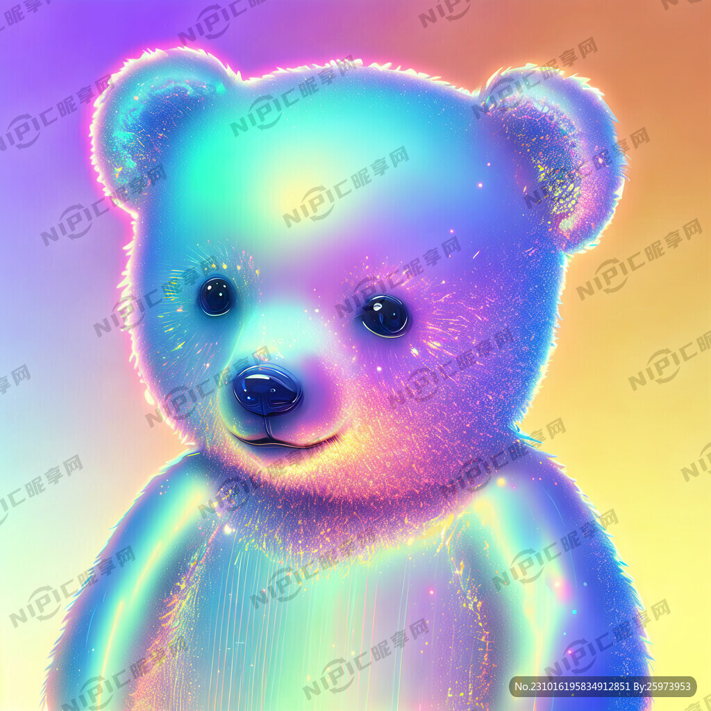 小熊 透明感 全息色 可爱