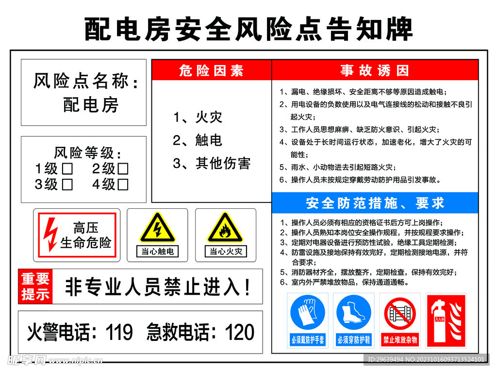 配电房安全风险点告知牌