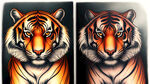 两只老虎纹身图，凶猛