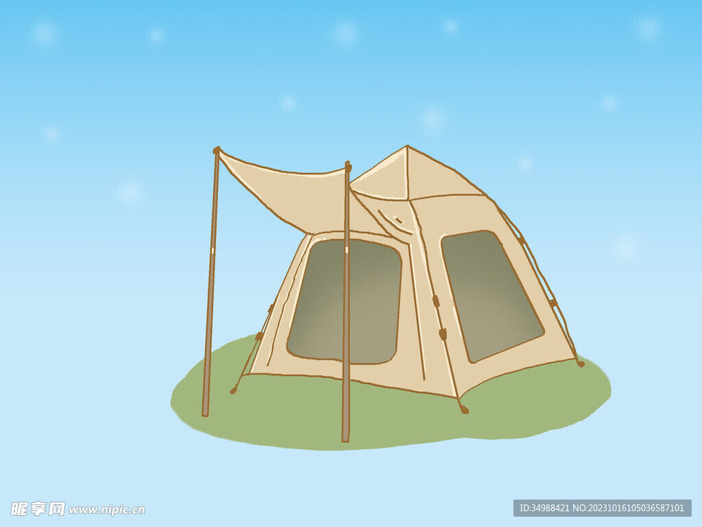 野外露营帐篷扁平风插画