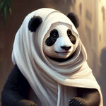 可爱熊猫戴阿拉伯白色头巾