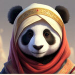 可爱熊猫戴阿拉伯王子头巾