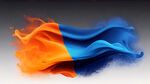 一面旗，颜色是橙色到蓝色的渐变效果，类似烟雾的感觉