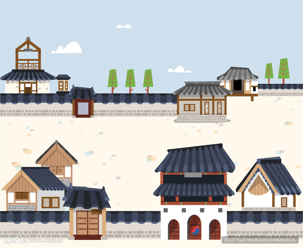 卡通古代建筑