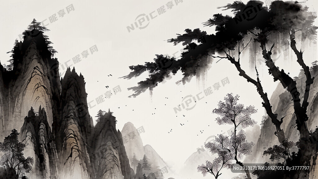 中国风 中国画 重峦叠嶂 写意