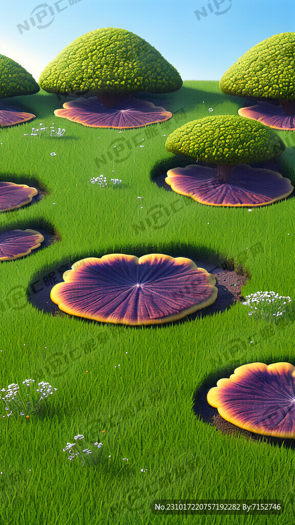 一大片灵芝草地一样平铺