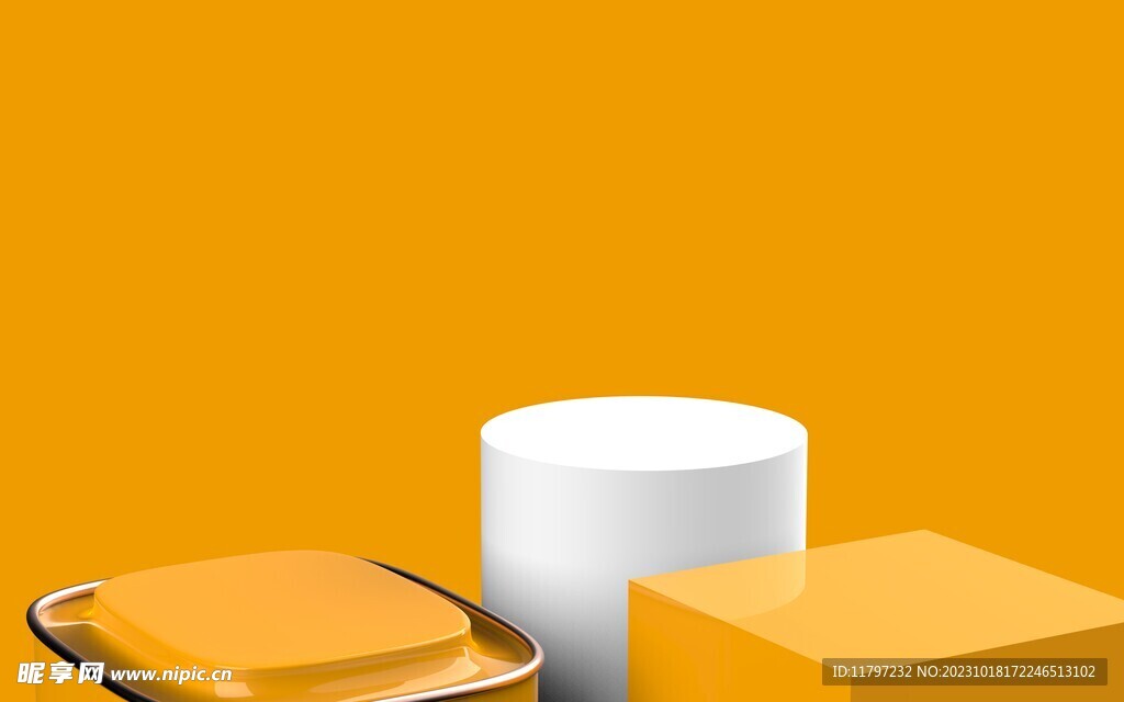 橙色3D 展台 背景素材