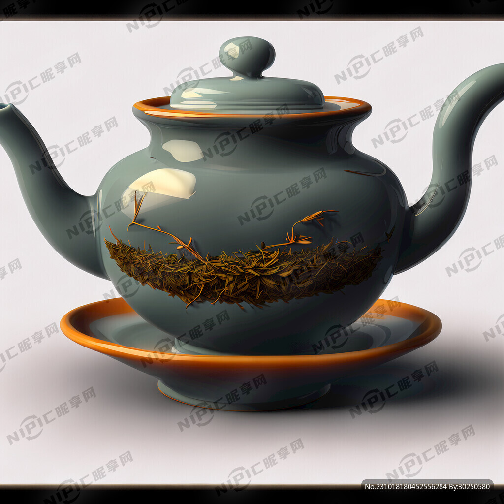 茶壶 茶杯 茶水 白色背景