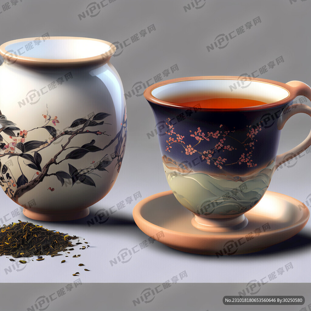 泡茶 白色背景