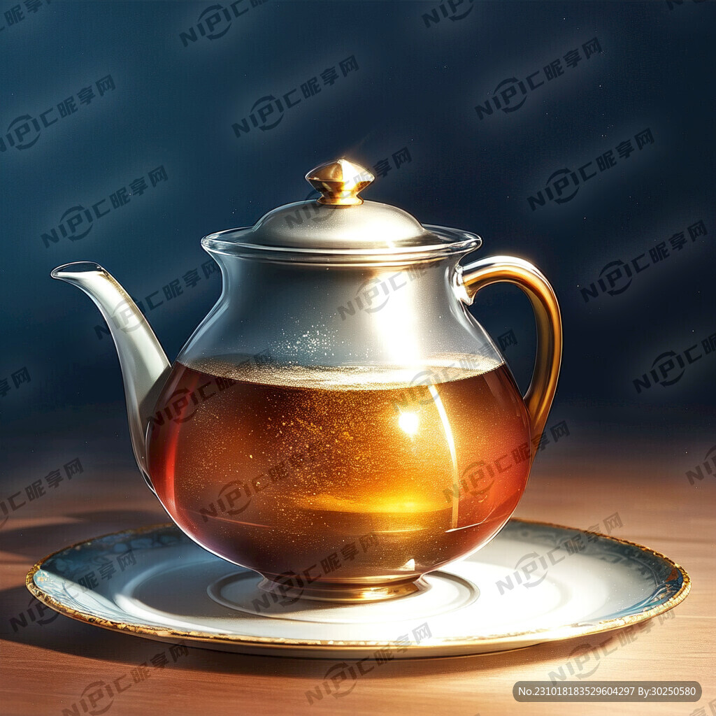 茶壶 泡茶 茶杯 纯色背景