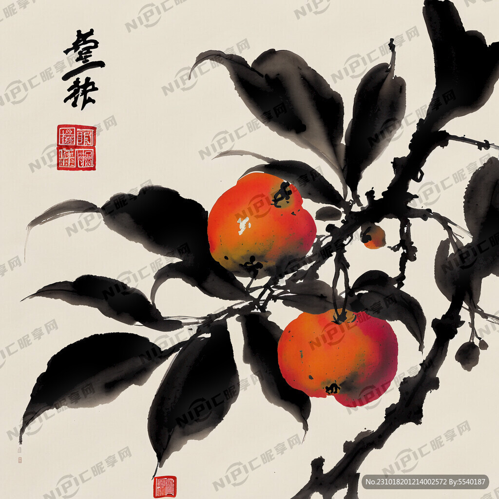 中式水墨硕果累累
