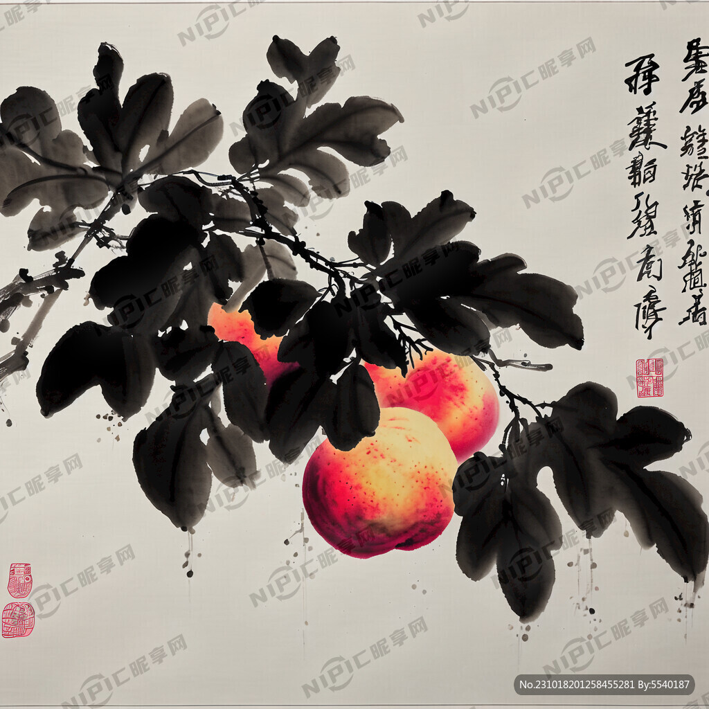 中式水墨山水硕果累累