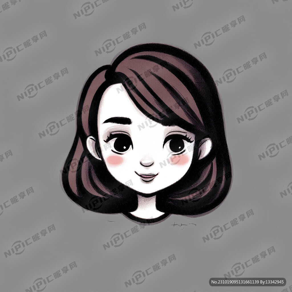 可爱卡通简笔画女头像