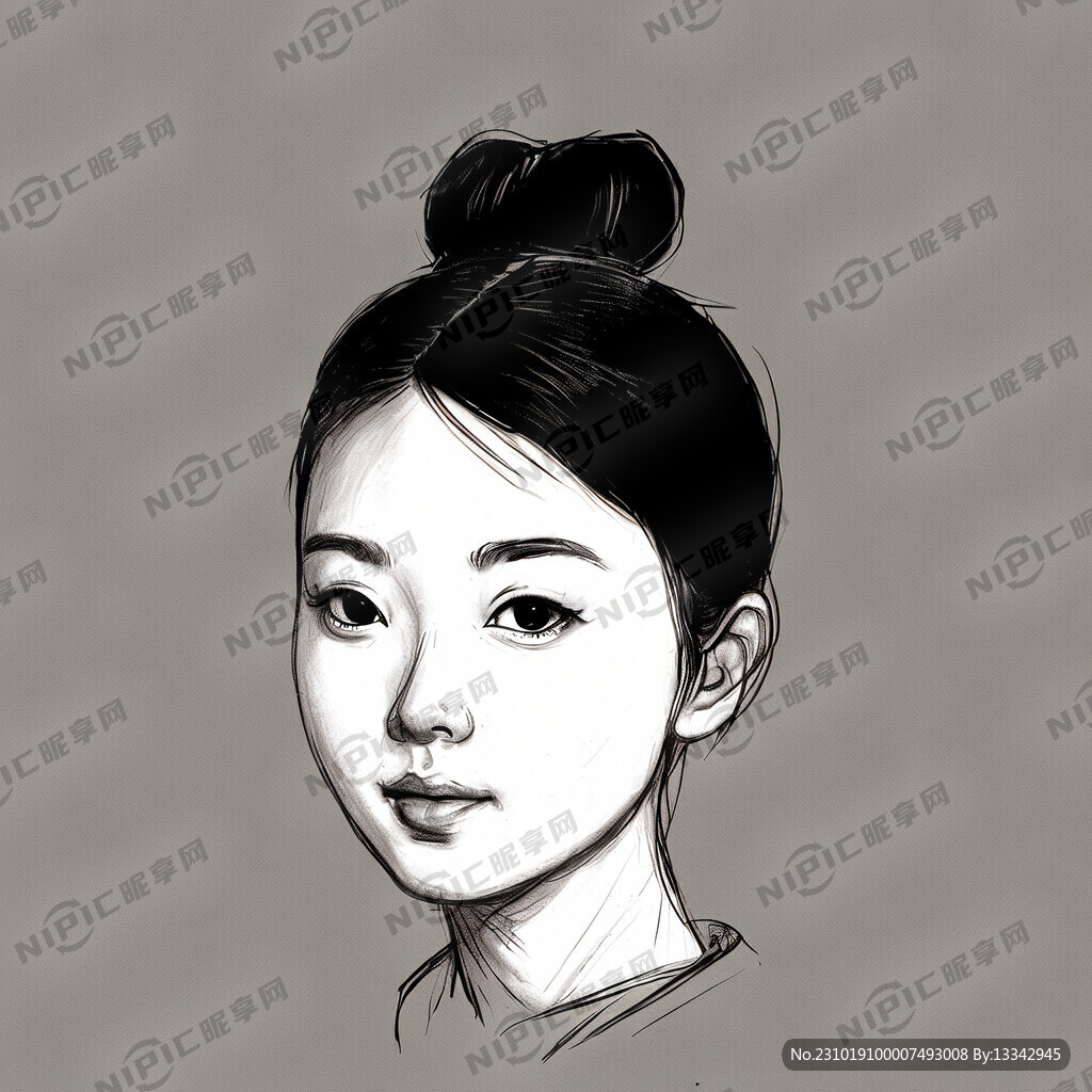 手绘简笔画女孩头像