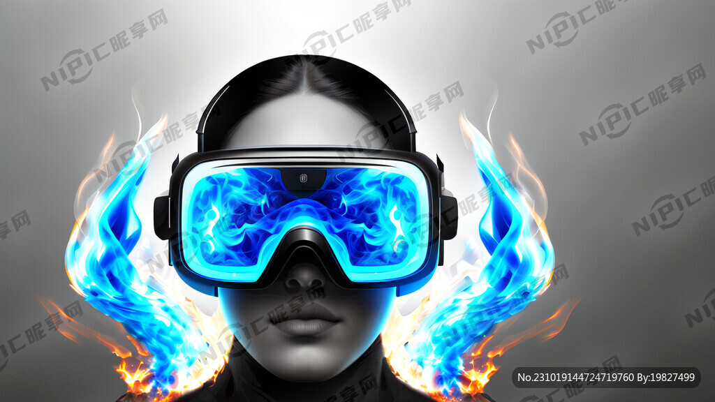 AI创作图虚拟蓝色火焰科技概念nipic.com-昵图网