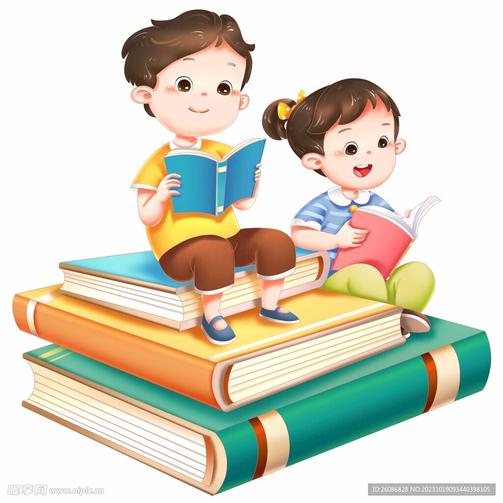 卡通手绘小学生素材