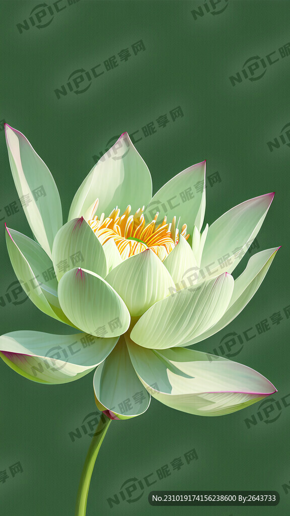 淡绿色背景 下面是淡绿色荷花