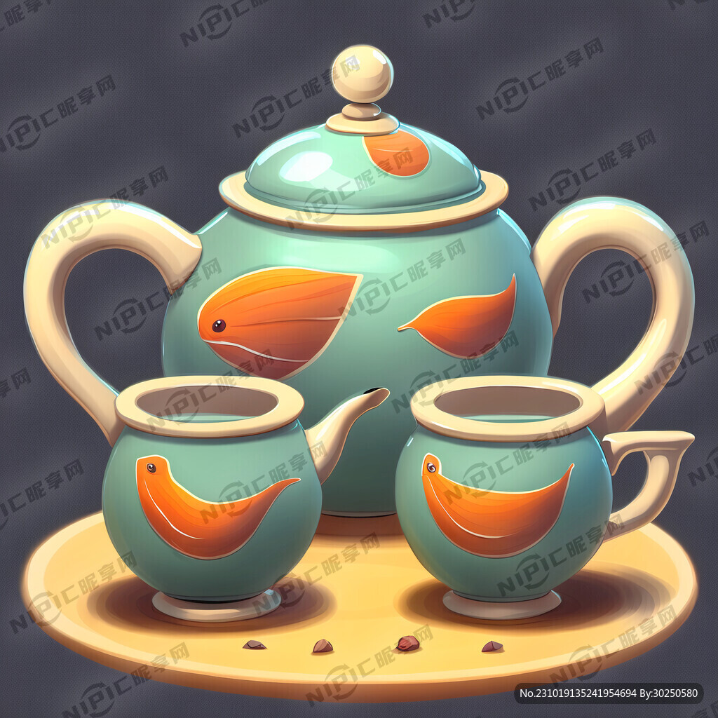 茶壶 茶具 卡通画风