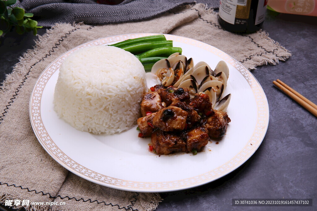 豆豉排骨白贝饭