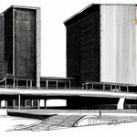 上证所金桥技术中心,大楼,手绘,线条,简笔画