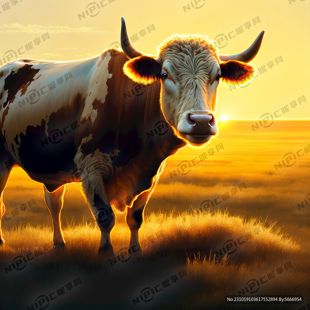 金色的阳光 大草原 牛 羊