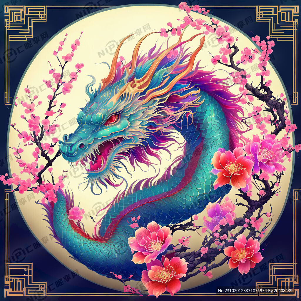 生肖龙 龙年 透明感 全息色