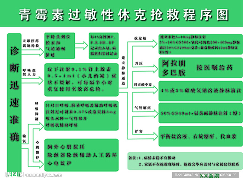 青霉素过敏性休克抢救流程图