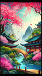 游戏梦幻唯美新中式风景，超高清，细节刻画，沐浴在花瓣里满天花瓣，飘渺电影般环境，明亮清晰