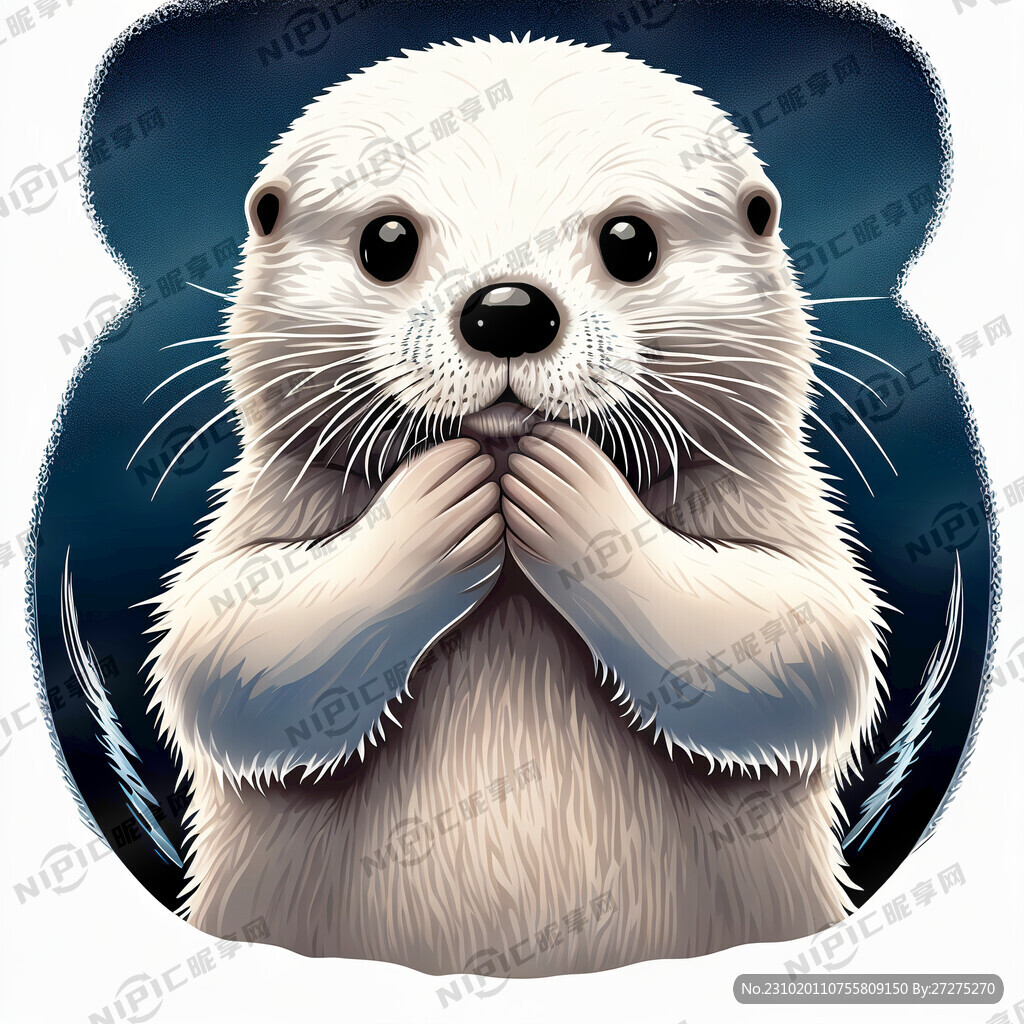 可爱的白色海獭 海獭双手洗脸