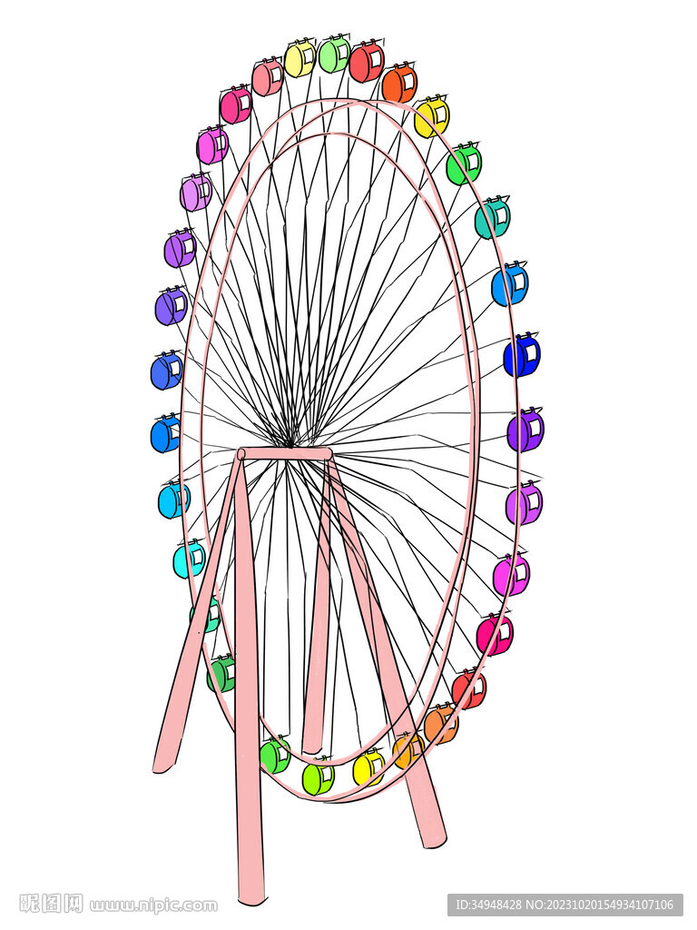 彩色摩天轮儿童乐园公园游乐插画