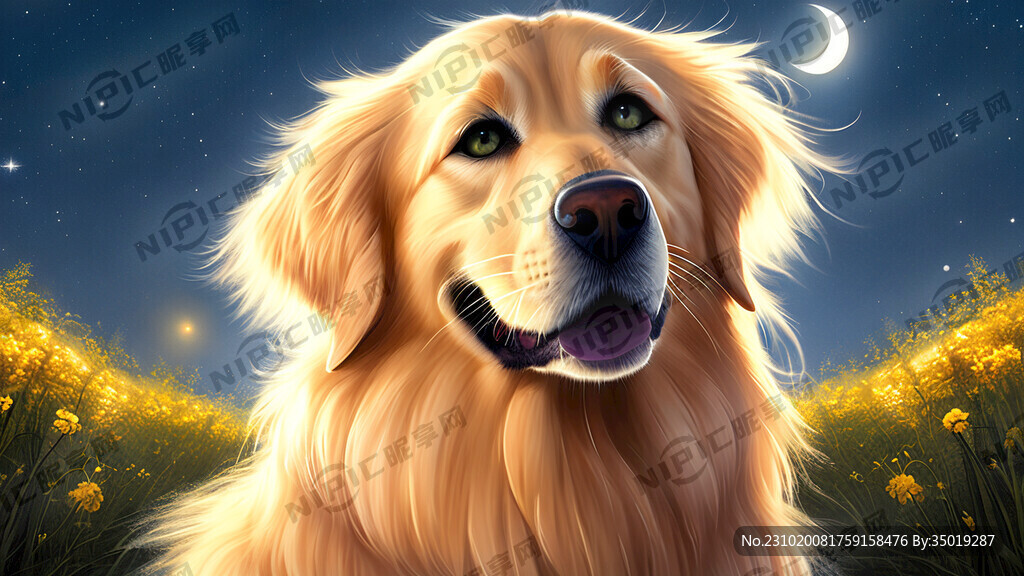 田园猫 金毛犬 月亮