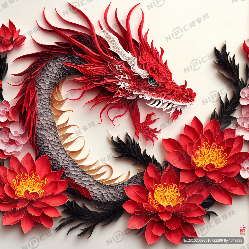 衍纸艺术 春节 可爱龙 龙 花