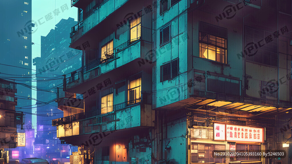 香港平民窟夜景 房屋密集