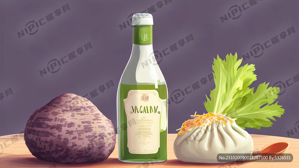 白酒瓶 芋头 芹菜 水煎包