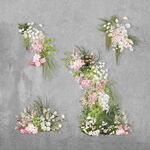粉红色白绿色花拱花艺婚礼效果图