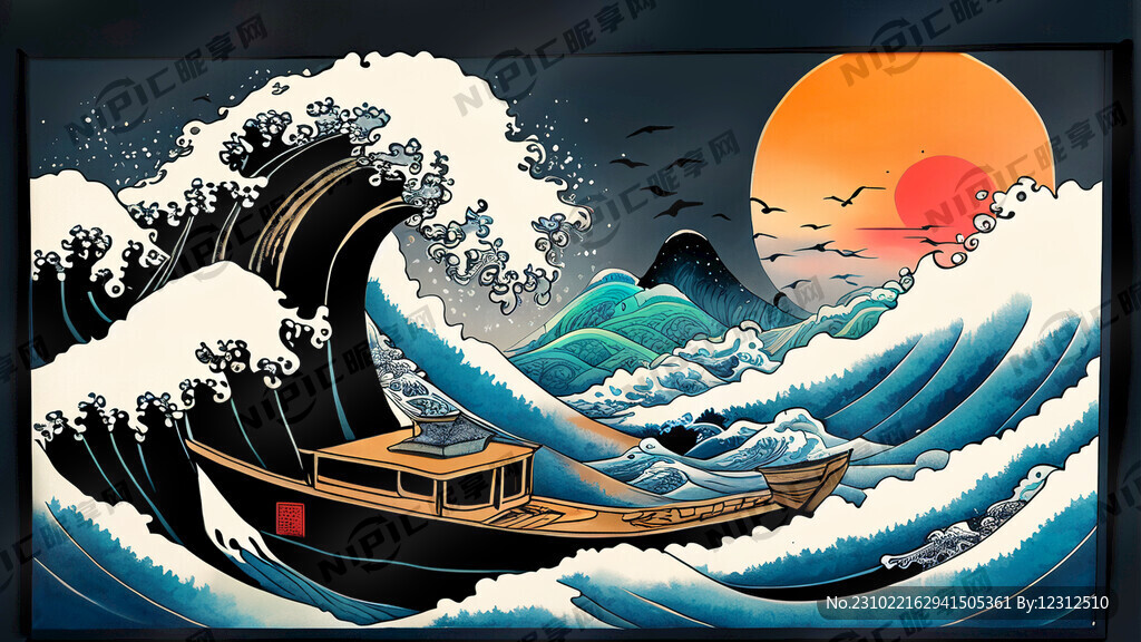 我要做一个包含有船和浪和计算机
