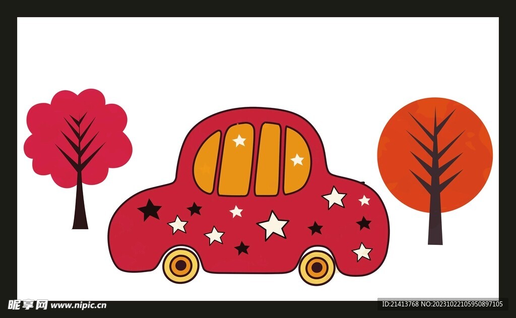 手绘动画汽车 